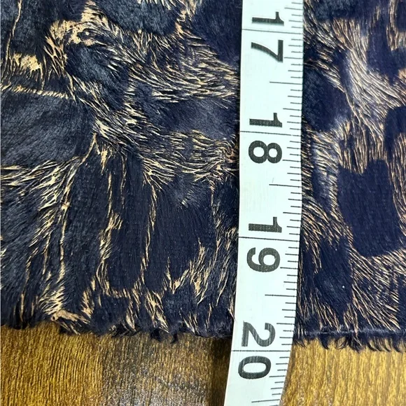 VTG Y2K MI‎ JONG LEE Textured Faux Fur Jacket Navy Gold Sz 4 Luxe Cropped - Picture 15 of 16